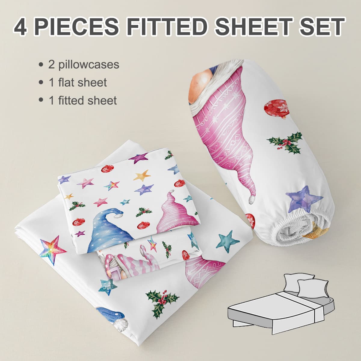 Christmas Snowman Kids Sheet Set — Flat, Fitted & 2 Pillowcases