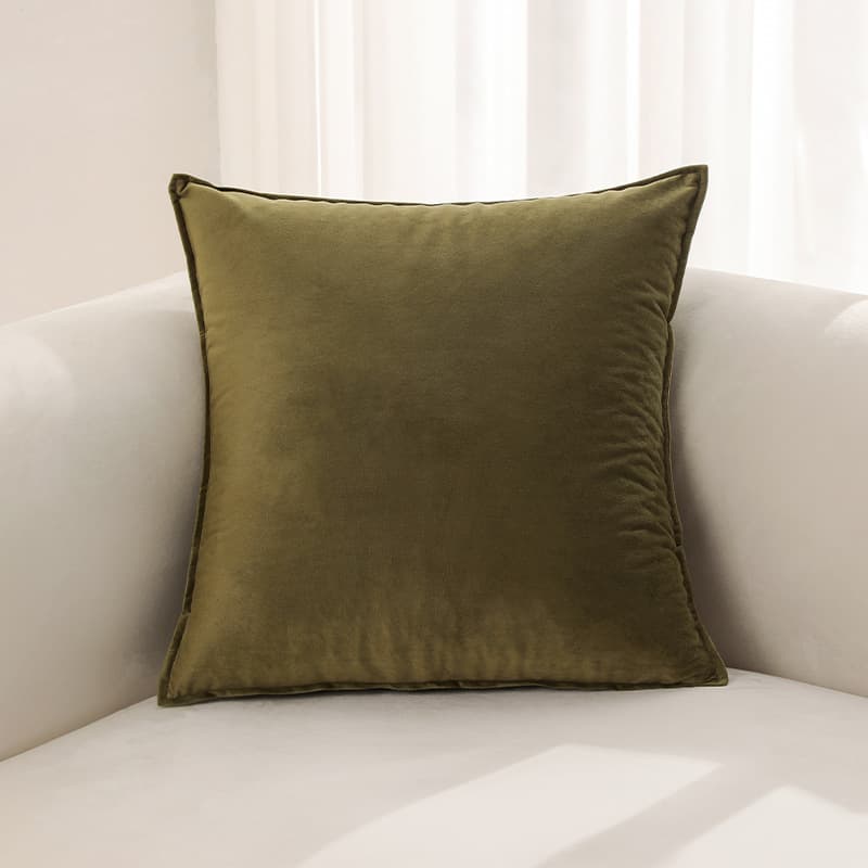 Dutch Velvet Throw Pillow Cover With Piped Trim Solid Color